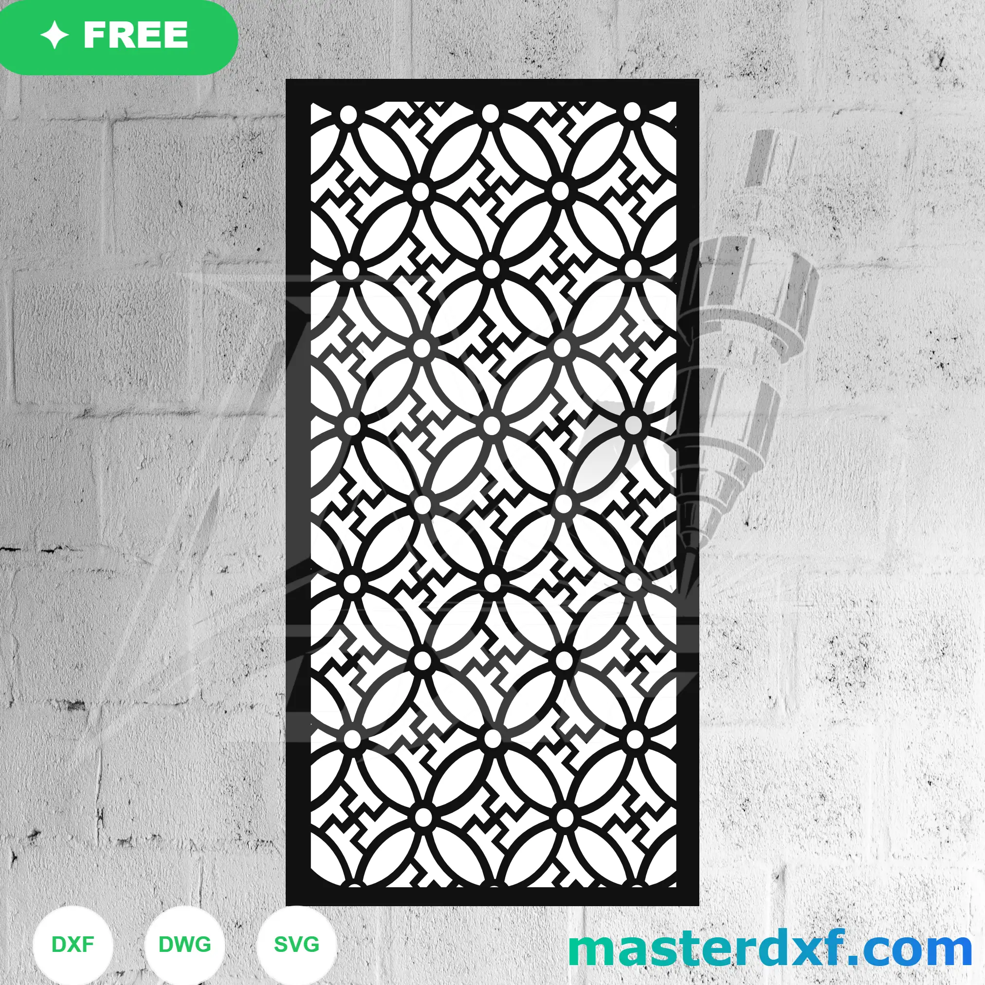 Oval Quatrefoil Trellis DXF Pattern with Stepped Connectors DXF File